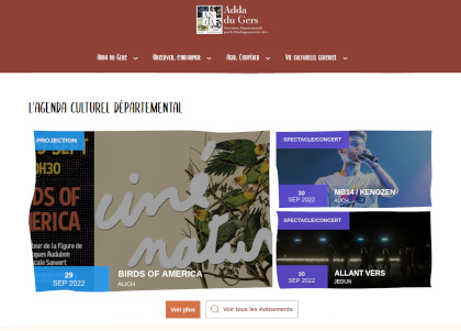 Capture ecran remontée des spectacles sur page du connecteur RIC (Réseau Informatique Culture) sur le site l'adda du gers