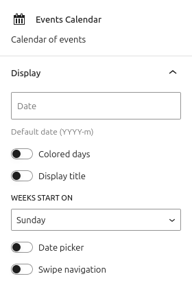 Eventpost : réglages calendrier